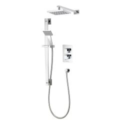 Aqualisa AQ Square Two Outlet Thermostatic Shower Mixer with Fixed Head & Sliding Rail Kit - Chrome