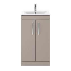 Nuie Athena 500mm 2 Door Floor Standing Cabinet & Minimalist Basin - Stone Grey