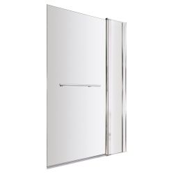 Nuie 1400 x 1005mm Square Bath Screen with Fixed Panel & Rail
