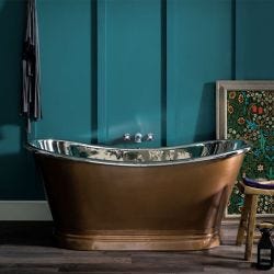 BC Designs Freestanding Copper Boat Bath 1500mm x 725mm - Antique Copper / Nickel