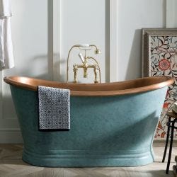 BC Designs Freestanding Copper Boat Bath 1500mm x 725mm - Verdigris Green