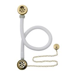 BC Designs Push Down Concealed Plug & Chain Bath Waste - Brushed Gold