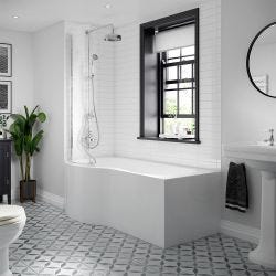 BC Designs SolidBlue P Shaped Shower Bath 1500mm x 700mm - Left Hand