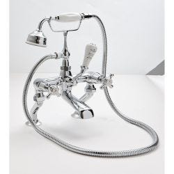BC Designs Victrion Crosshead Deck Mounted Bath Shower Mixer Tap - Brushed Chrome