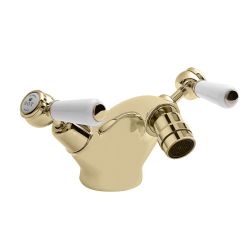 BC Designs Victrion Crosshead Mono Bidet Mixer Tap with Pop Up Waste - Gold