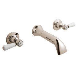 BC Designs Victrion Lever 3 Tap Hole Wall Bath Tap - Nickel