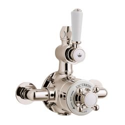BC Designs Victrion Single Outlet Thermostatic Twin Shower Mixer Lever - Nickel