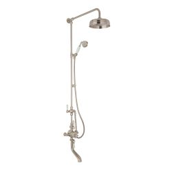 BC Designs Victrion Triple Outlet Thermostatic Shower Mixer with Riser Rail Kit, Fixed Head & Bath Spout - Brushed Nickel