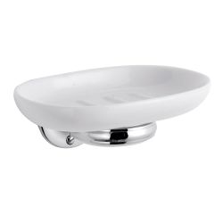 BC Designs Victrion Wall Mounted Ceramic Soap Dish Holder - Chrome