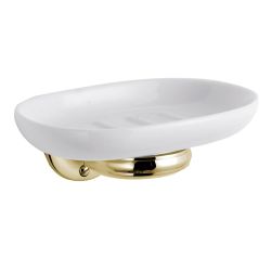 BC Designs Victrion Wall Mounted Ceramic Soap Dish Holder - Gold
