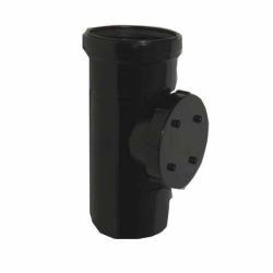 Black 110mm Pushfit Soil Single Socket Access Pipe