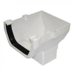 White 112mm Half Square Rainwater Stop End Outlet