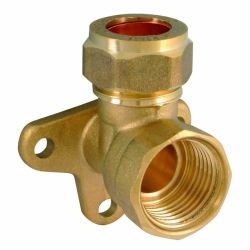 Brass Compression Wall Plate Elbow 15mm x 1/2"