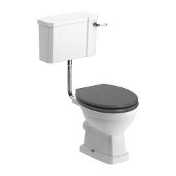BTL Sherbourne Low Level Toilet & Grey Ash Wood Effect Seat