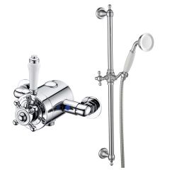 BTL Traditional Concentric Single Outlet Thermostatic Shower Mixer with Riser Kit - Chrome