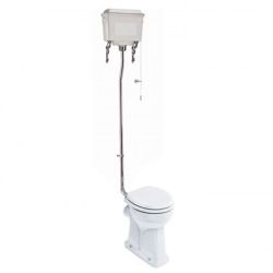 Burlington 430 Regal High Level Toilet & Dual Flush Aluminium White Cistern - White
