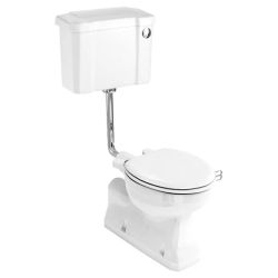 Burlington 440 S Trap Low Level Toilet & Cistern with Button - White