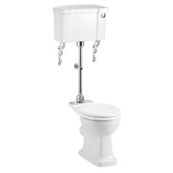 Burlington 520 Rimless Medium Level Toilet & Cistern with Button - White