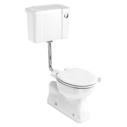 Burlington 520 S Trap Low Level Toilet & Cistern with Button - White