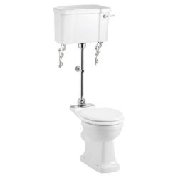 Burlington 520 S Trap Medium Level Toilet & Cistern with Lever - White