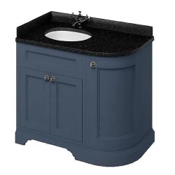 Burlington 980mm 3 Door Vanity Unit with Black Granite Worktop & Basin Left Hand - Blue