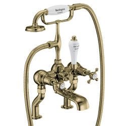 Burlington Claremont Deck Mounted Bath Shower Mixer & Kit - Gold
