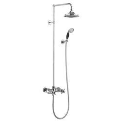 Burlington Eden Two Outlet Thermostatic Shower Mixer with Riser Rail Kit & 9 Inch Fixed Head - Chrome / Black