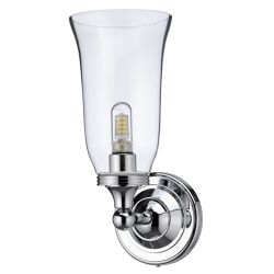 Burlington Round Wall Mounted Light with Vase Clear Glass Shade - Chrome