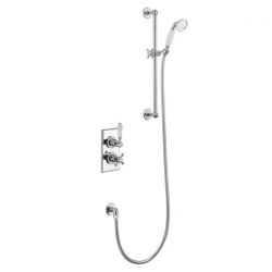 Burlington Trent Single Outlet Thermostatic Shower Mixer with Sliding Rail & Handset - Chrome / White