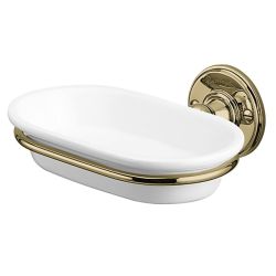 Burlington Wall Mounted Ceramic Soap Dish - White / Gold