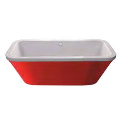 Carron Halcyon Square Freestanding Bath 1750mm x 800mm - White / Red