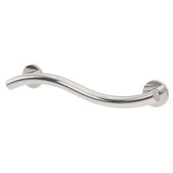 Contemporary Curved Stainless Steel Grab Rail 450mm Long 35mm Diameter - Left Hand