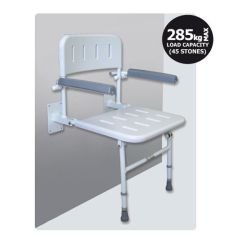 Contour Wall Fixed Shower Seat with Back & Arm Rests
