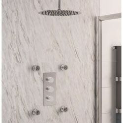 Eastbrook Two Outlet Thermostatic Shower Mixer with Round Fixed Head & Body Jets - Chrome
