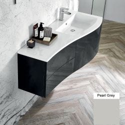 Elation Kiyo 1200mm Wall Hung Vanity Unit & Basin Right Hand - Pearl Grey Gloss