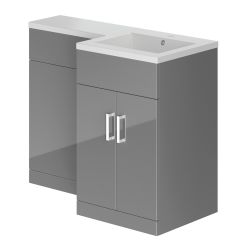Elation Combination 1070mm L Shaped Basin Vanity Unit with WC Right Hand - Dove Grey