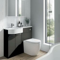 Elation Combination 1010mm P Shaped Basin Vanity Unit with WC Left Hand - Graphite Gloss