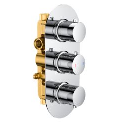 Electa Triple Round Concealed Thermostatic Shower Valve with Twin Outlet