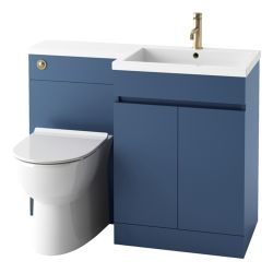 Ella Rowe Noveau Combi 1100mm Handleless Vanity & Toilet Unit RH - Matt Twilight Blue