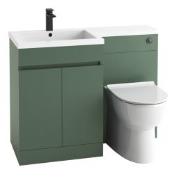 Ella Rowe Noveau Combi 1100mm Handleless Vanity & Toilet Unit LH - Matt Sage Green