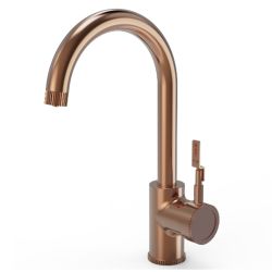 Ellsi 3 in 1 Industrial Single Lever Hot Water Kitchen Sink Mixer - Brushed Copper