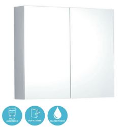 Eternia Byron Waterproof 2 Door Mirrored Cabinet 900mm x 750mm - Light Grey