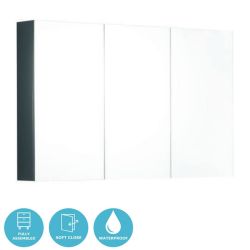 Eternia Byron Waterproof 3 Door Mirrored Cabinet 1200mm x 750mm - Dark Grey