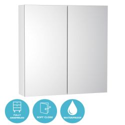 Eternia Byron Waterproof 2 Door Mirrored Cabinet 750mm x 750mm - White