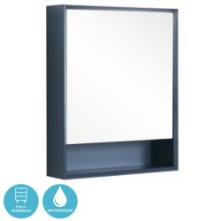 Eternia Darwin Waterproof 600mm Mirrored Cabinet With External Shelf - Blue / White