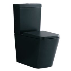 Eternia Fraser Square Close Coupled Rimless Toilet With UF Soft Close Seat - Black