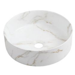 Eternia 360mm Round Countertop Basin - White Marble