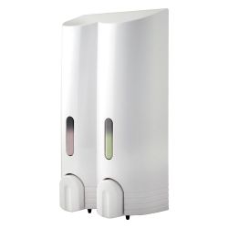 Euroshowers Tall Round Wall Mounted Double Soap Dispenser - White 