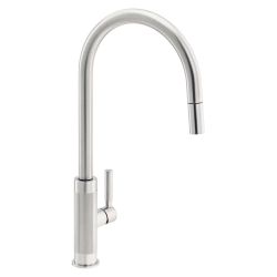 Franke Tessuto J Pull Out Spout Side Lever Kitchen Mixer Tap - Decor Steel
