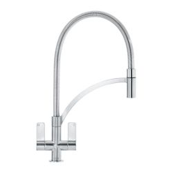 Franke Zelus Pull Out Nozzle 1 Tap Hole Dual Lever Kitchen Sink Mixer - SilkSteel